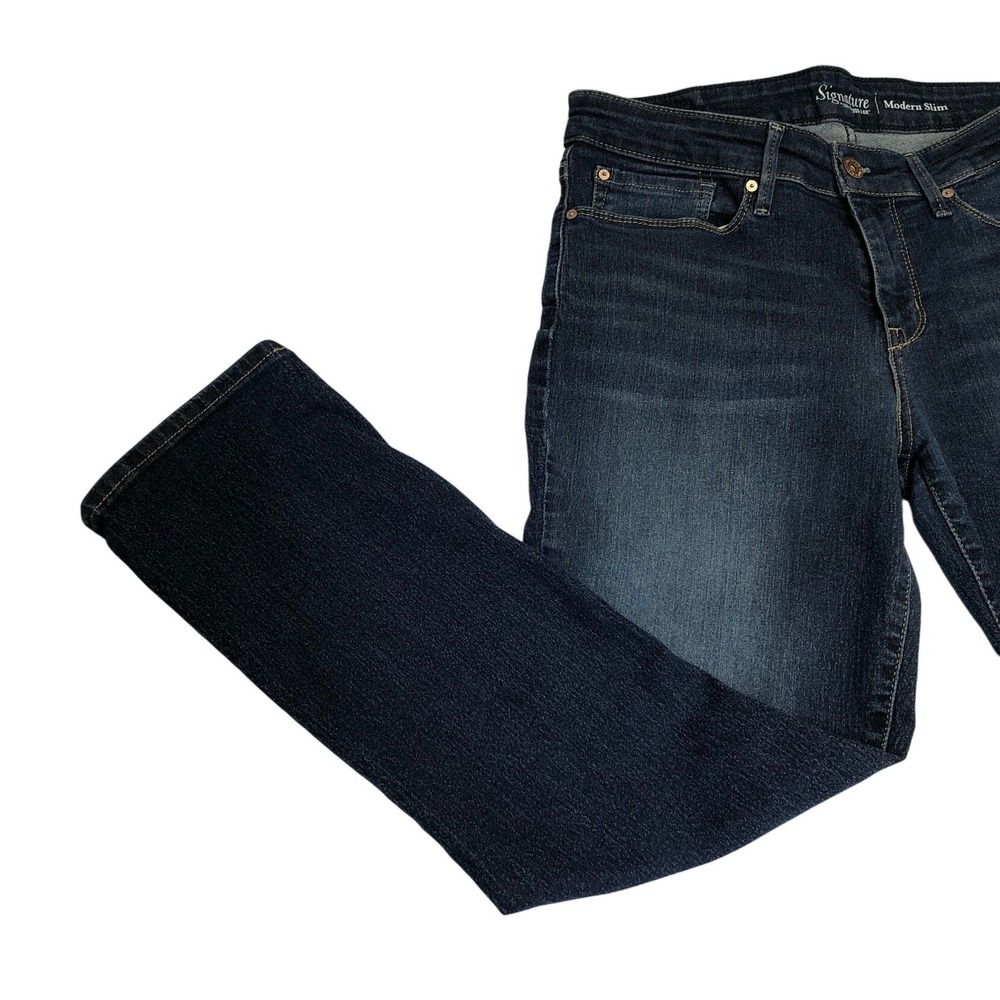 Signature by Levi Strauss & Co Modern Slim Dark Wash Jeans Womens 10S W30 L26 - Picture 8 of 10